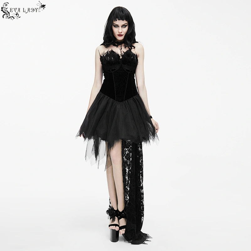 Skirt with asymmetric chest plumes