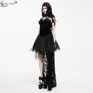 Skirt with asymmetric chest plumes