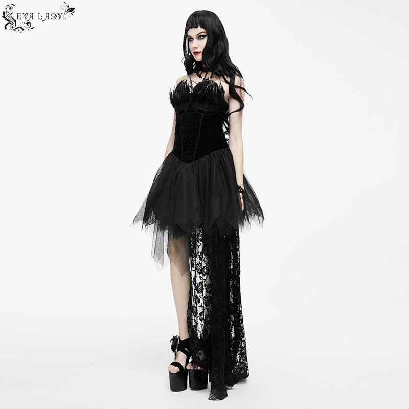 Skirt with asymmetric chest plumes