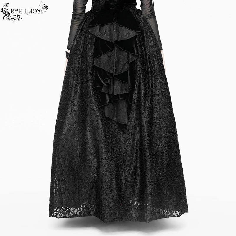 Towel-embroidered voluminous skirt