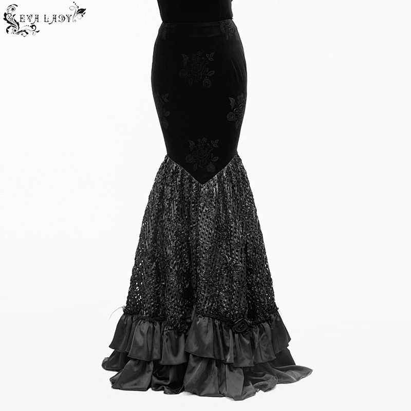 Special plane woven lace pleated half - length fish tail material