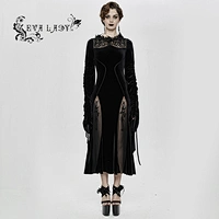 Dense velvet sleeves flocking printing skirt can be adjusted