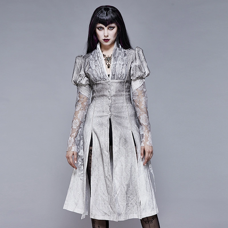 Spray painted long jacket with chest pleats