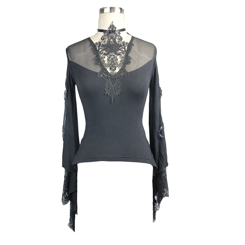 Short front and long back court lace T-shirt