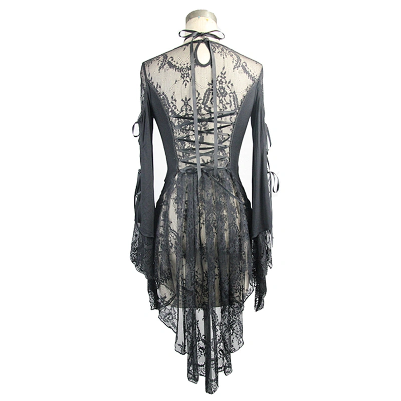 Short front and long back court lace T-shirt
