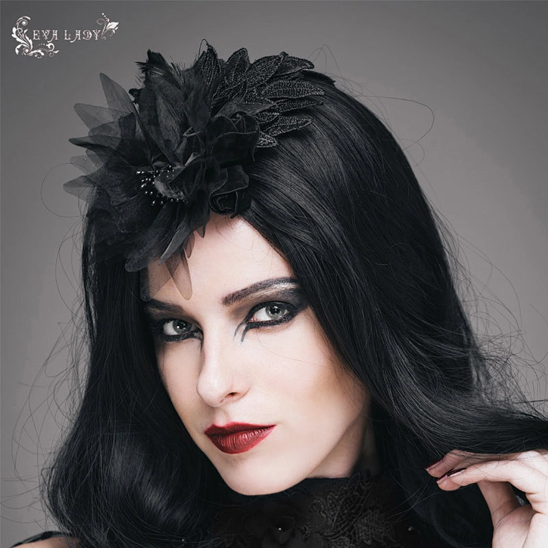 Gothic rose feather hair plug