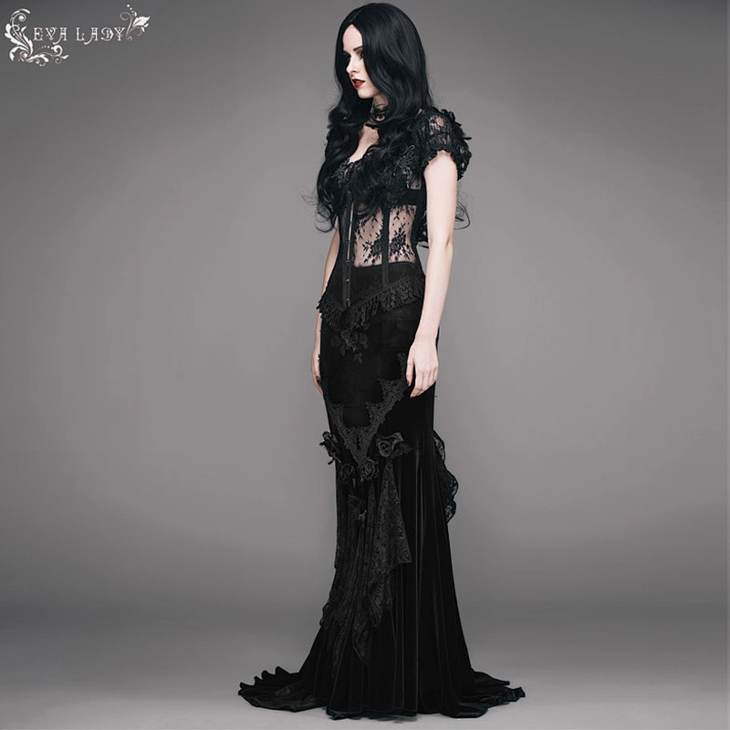 Rose embossed velvet fishtail half skirt