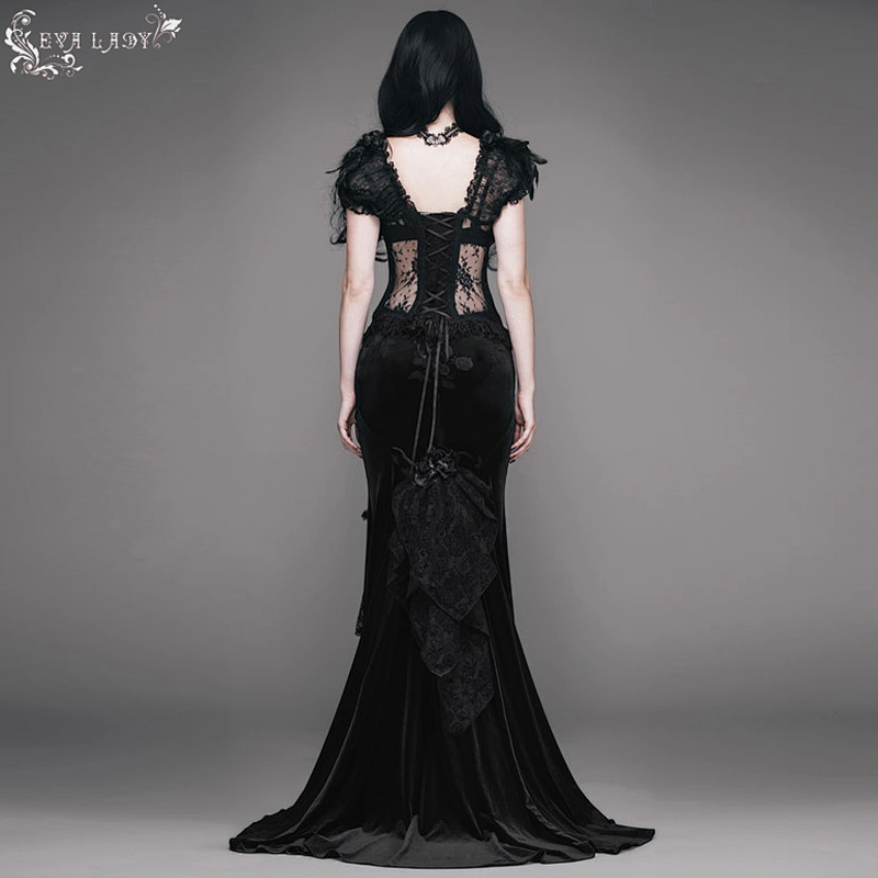 Rose embossed velvet fishtail half skirt