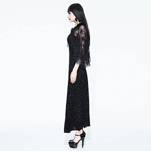 Gothic velvet dress with tassel shawl