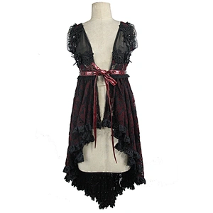 S a lolita T-shirt with front, middle and bright leather lace-up