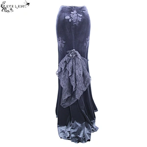 Rose embossed velvet fishtail half skirt