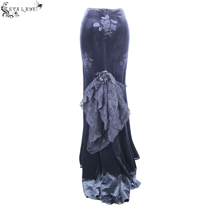 Rose embossed velvet fishtail half skirt