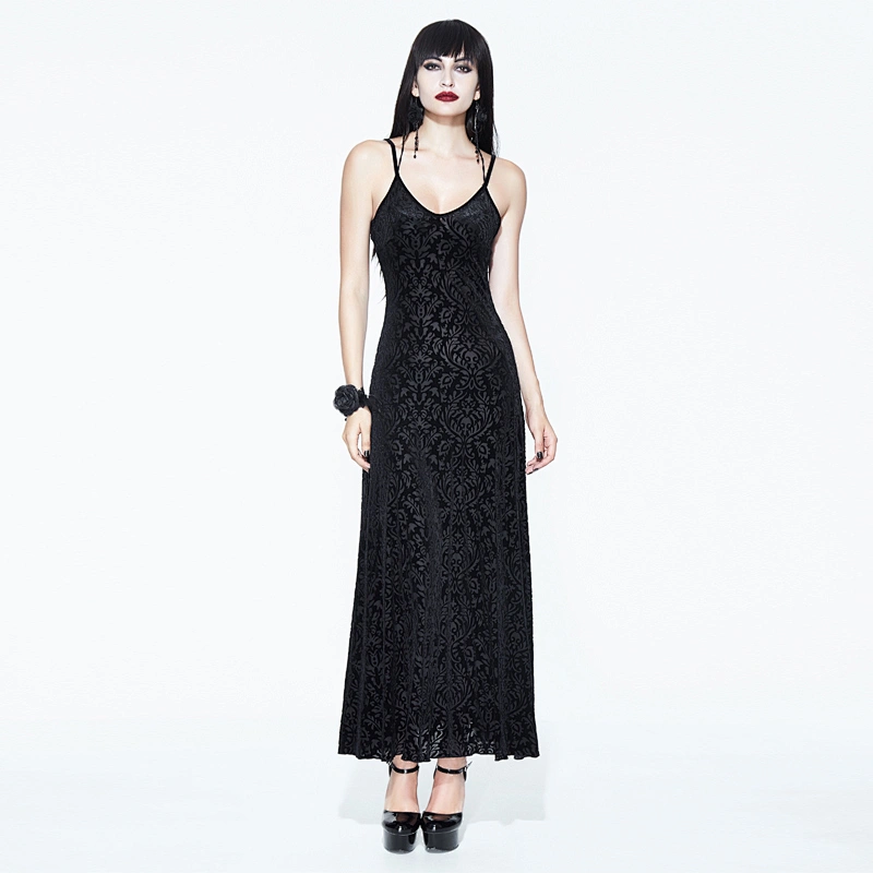 Gothic velvet dress with tassel shawl