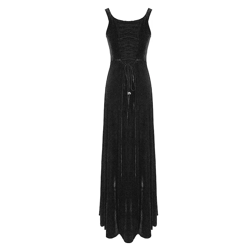 A word shoulder chest list cord velvet with tassel dress