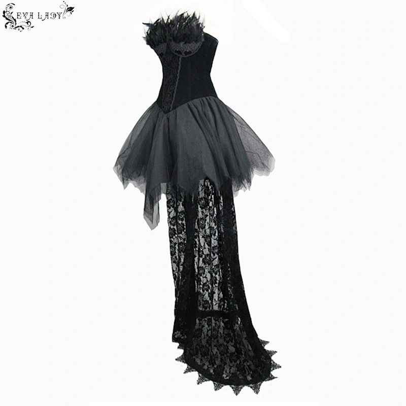 Skirt with asymmetric chest plumes