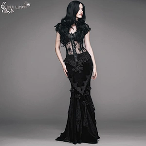 Rose embossed velvet fishtail half skirt