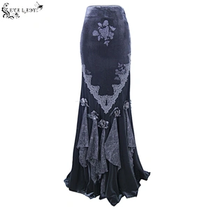 Rose embossed velvet fishtail half skirt