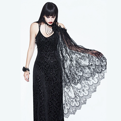 One side hangs neck net material shawl