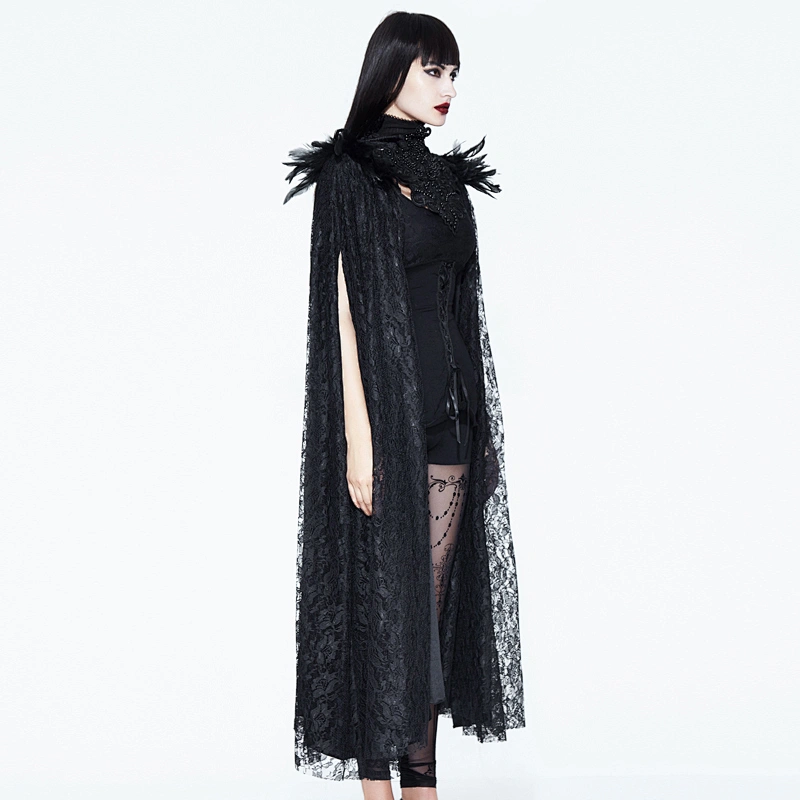 Lace neck with feather cloak