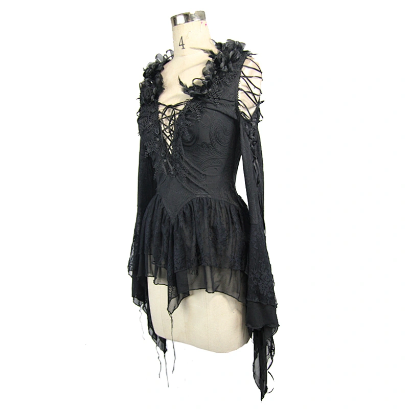 Collar feather rose deep VT shirt