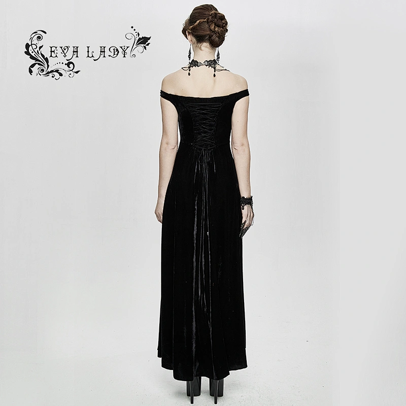 A word shoulder chest list cord velvet with tassel dress