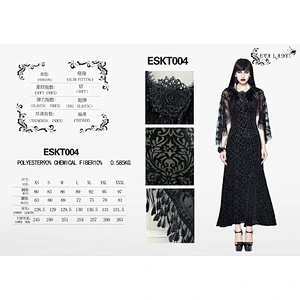 Gothic velvet dress with tassel shawl