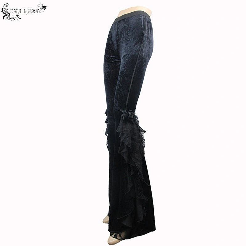 Velvet embossed trousers with slit legs for women's flared trousers
