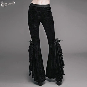 Velvet embossed trousers with slit legs for women's flared trousers