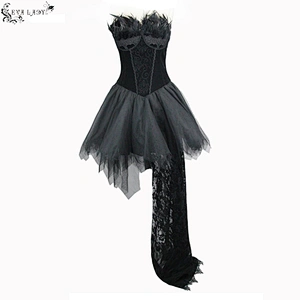 Skirt with asymmetric chest plumes