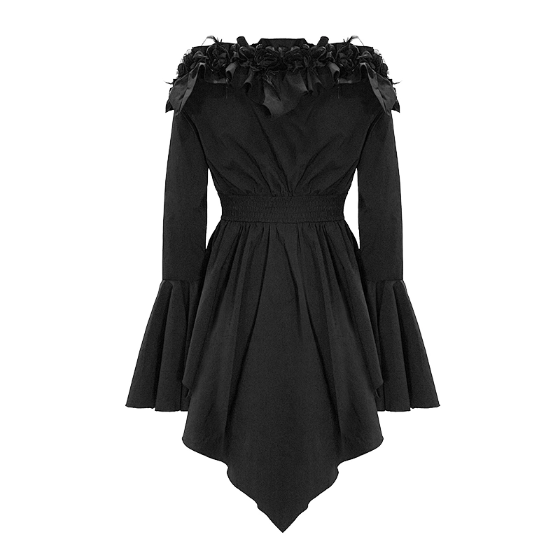 One-shouldered goth shirt with flared sleeves