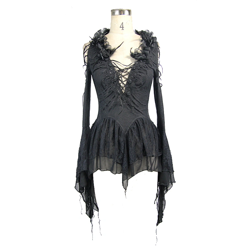 Collar feather rose deep VT shirt
