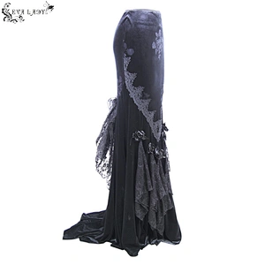 Rose embossed velvet fishtail half skirt