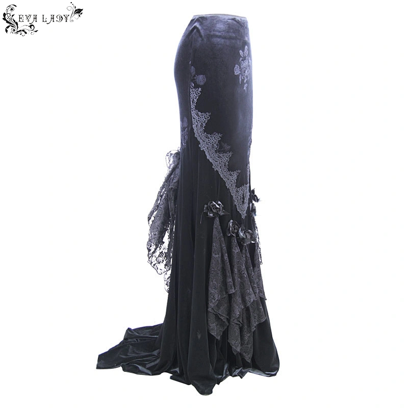 Rose embossed velvet fishtail half skirt