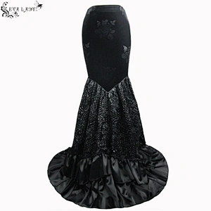 Special plane woven lace pleated half - length fish tail material