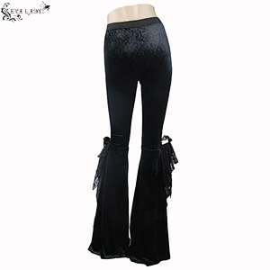 Velvet embossed trousers with slit legs for women's flared trousers