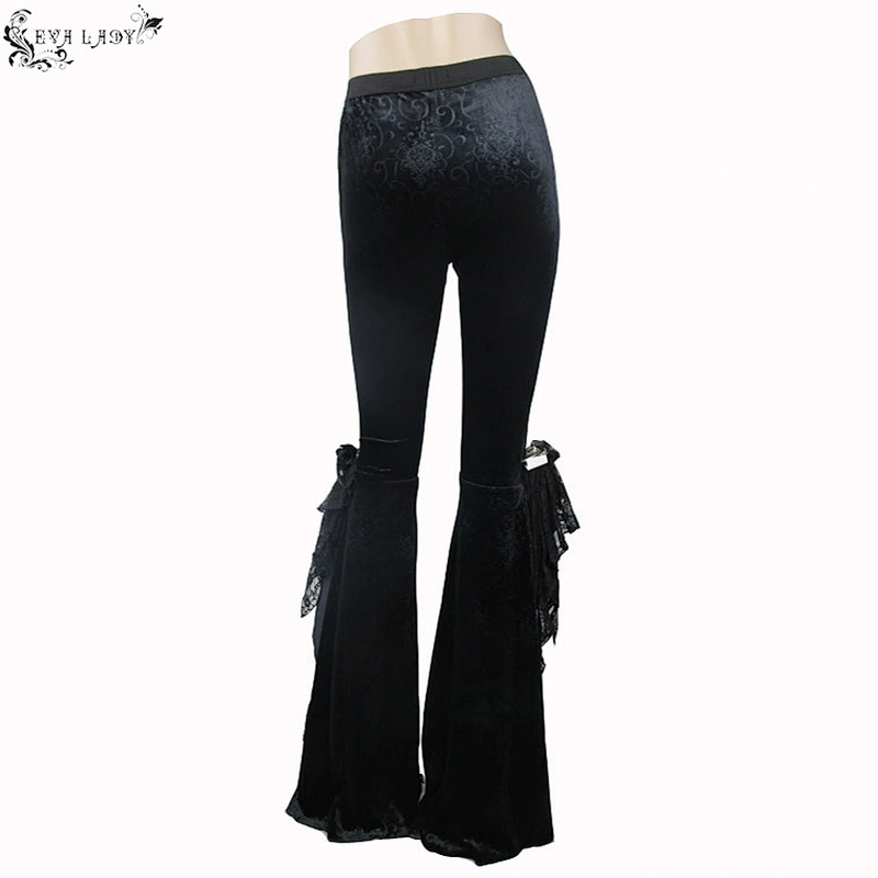 Velvet embossed trousers with slit legs for women's flared trousers