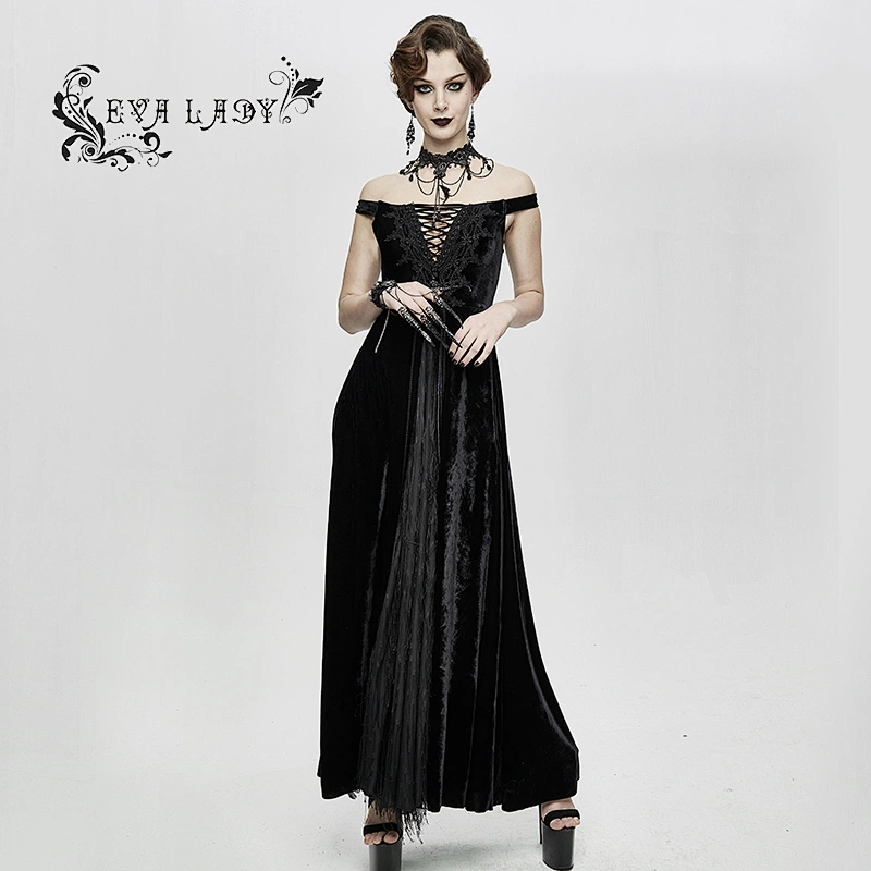 A word shoulder chest list cord velvet with tassel dress
