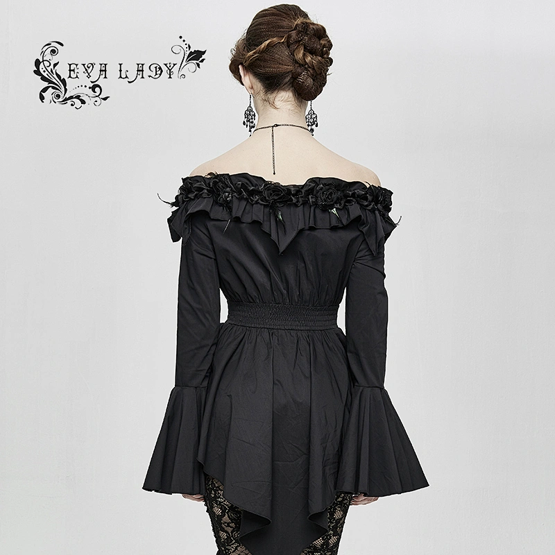 One-shouldered goth shirt with flared sleeves