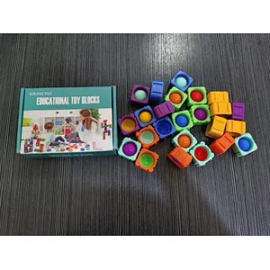 Edunicysh Fidgets Toys Girl Boy Creative DIY Sensory Block Toy Set 24Pcs Dimple Fidget Packs Kids Adults Anxiety Stress Relief Sensory Toys Autistic Children ADHD Toddler Educational Building Block Toy