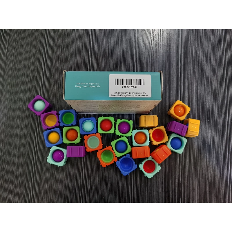 Edunicysh Fidgets Toys Girl Boy Creative DIY Sensory Block Toy Set 24Pcs Dimple Fidget Packs Kids Adults Anxiety Stress Relief Sensory Toys Autistic Children ADHD Toddler Educational Building Block Toy