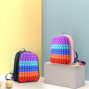 Edunicysh Pop Backpack Purse for Girls,Pop Shoudler Bag Fidget Mini Backpack Purse for Girls Kids,Push Popper Bubble Fidget Toy Bag Gifts for Toddler ADHD Anxiety Stress Relief