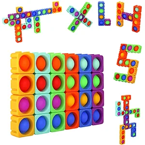 Edunicysh Fidgets Toys Girl Boy Creative DIY Sensory Block Toy Set 24Pcs Dimple Fidget Packs Kids Adults Anxiety Stress Relief Sensory Toys Autistic Children ADHD Toddler Educational Building Block Toy