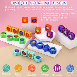 Edunicysh Fidgets Toys Girl Boy Creative DIY Sensory Block Toy Set 24Pcs Dimple Fidget Packs Kids Adults Anxiety Stress Relief Sensory Toys Autistic Children ADHD Toddler Educational Building Block Toy