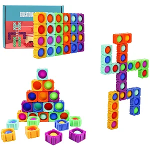 Edunicysh Fidgets Toys Girl Boy Creative DIY Sensory Block Toy Set 24Pcs Dimple Fidget Packs Kids Adults Anxiety Stress Relief Sensory Toys Autistic Children ADHD Toddler Educational Building Block Toy