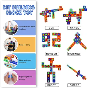 Edunicysh Fidgets Toys Girl Boy Creative DIY Sensory Block Toy Set 24Pcs Dimple Fidget Packs Kids Adults Anxiety Stress Relief Sensory Toys Autistic Children ADHD Toddler Educational Building Block Toy