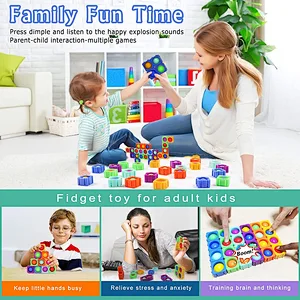 Edunicysh Fidgets Toys Girl Boy Creative DIY Sensory Block Toy Set 24Pcs Dimple Fidget Packs Kids Adults Anxiety Stress Relief Sensory Toys Autistic Children ADHD Toddler Educational Building Block Toy