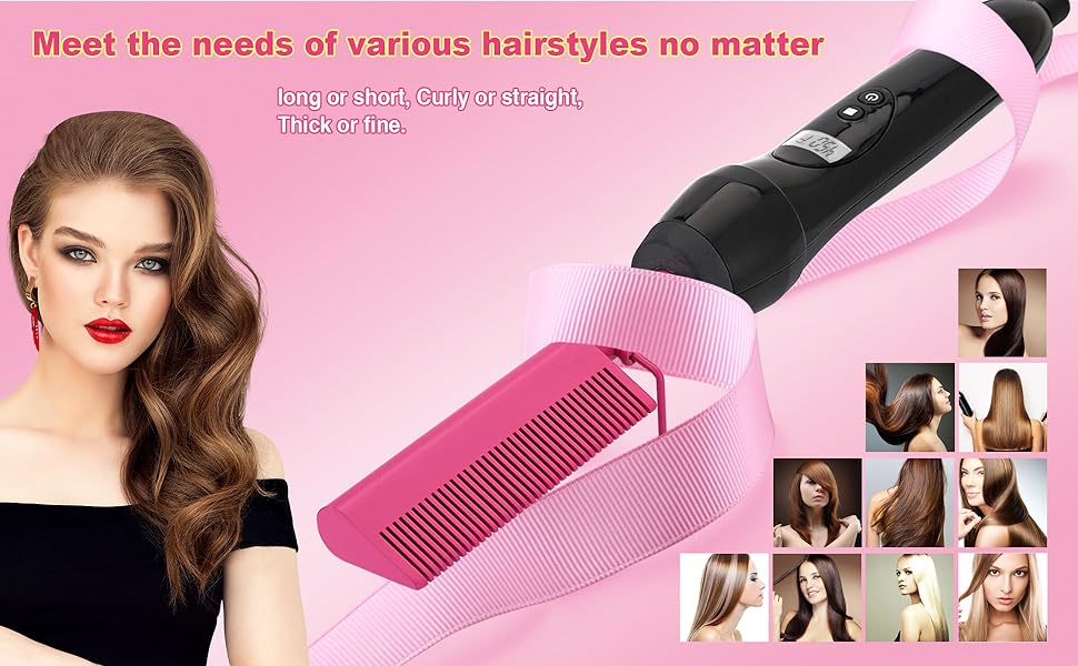 electric hot comb,electric pressing comb,Ceramic Flat Iron Curling hot comb Straight,Hair brush