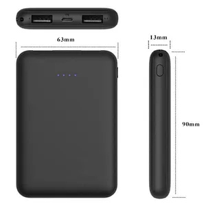 5000MAH Ultra Slim Credit Card size Portable Power Banks Dual USB ports output 5V2A quick charge for IPHONE/SAMSUNG/HUAWEI