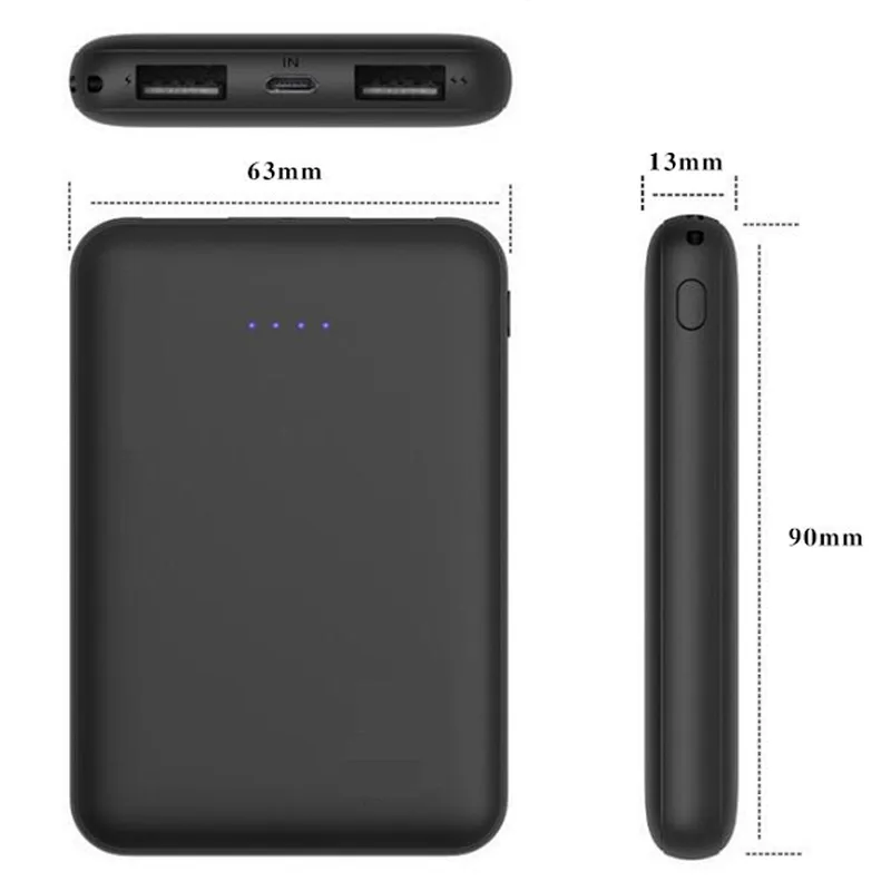5000MAH Ultra Slim Credit Card size Portable Power Banks Dual USB ports output 5V2A quick charge for IPHONE/SAMSUNG/HUAWEI