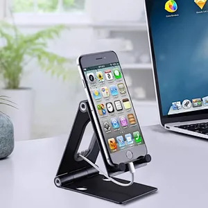 Desktop Stand for Smart Phone Tablet Holder Foldable and Portable Aluminium and Silicon 360 degree Adjustable angles